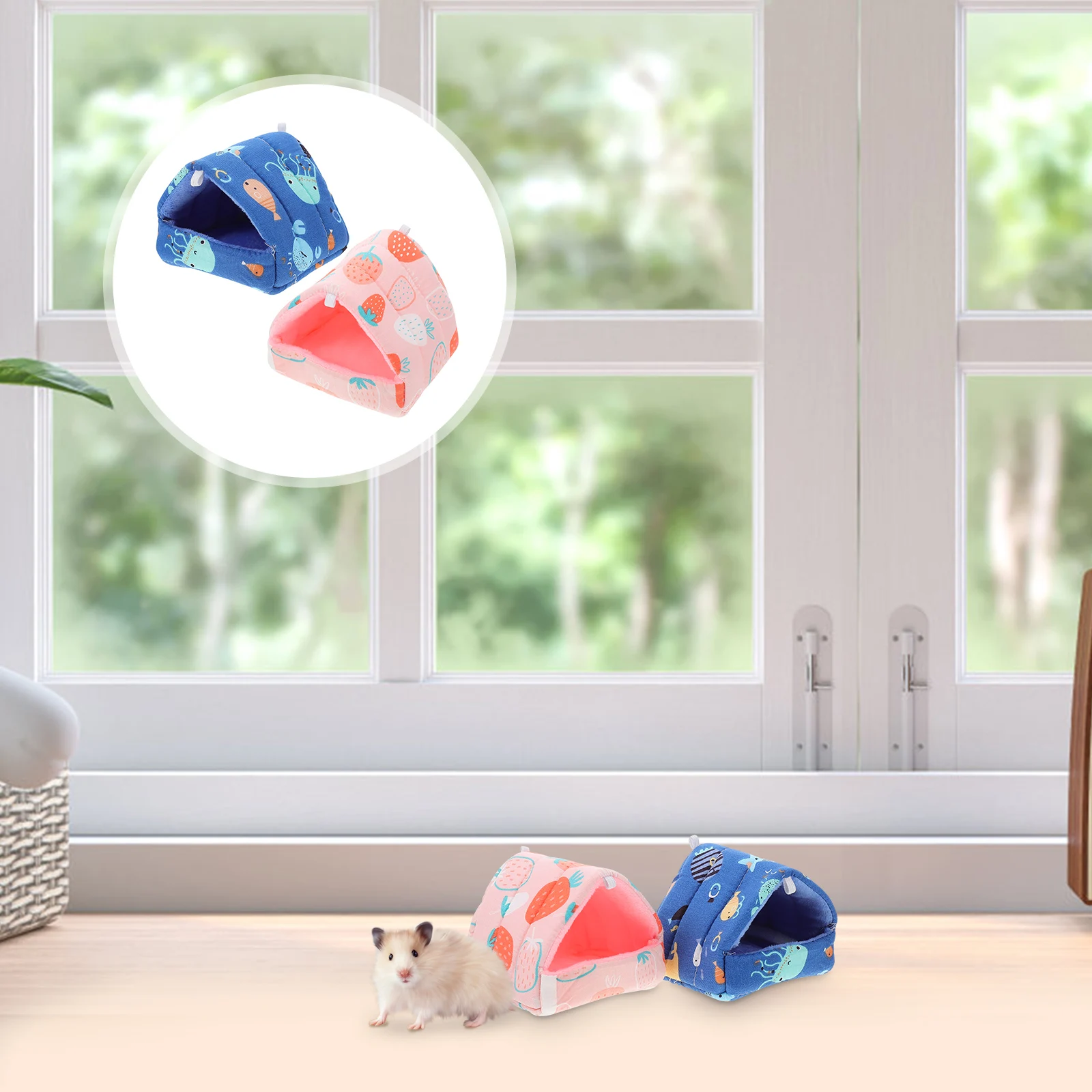 

2Pcs Pet Sleeping Nest Cotton Based Safe Material Lightweight Portable for Hamster Cage Decor Comfortable Hideout Hut for Small