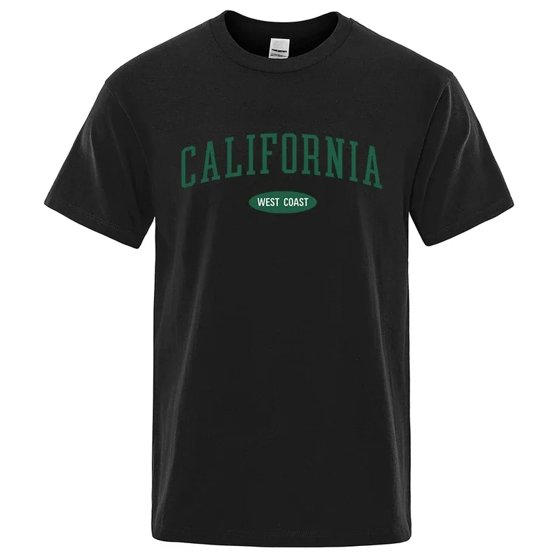 

California West Coast Street Letter T Shirt Men Fashion O-Neck Tshirts Summer Cotton Tops Fashion Street Hip Hop T-Shirts 80495