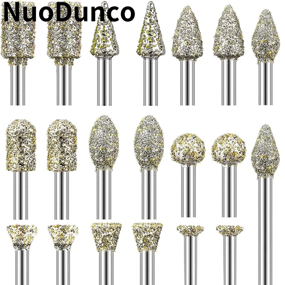 20Pcs Diamond Grinding Burr Bit Set Compatible with Dremel Rotary Tools For Diamond Burr Bits Rotary Tool Accessories