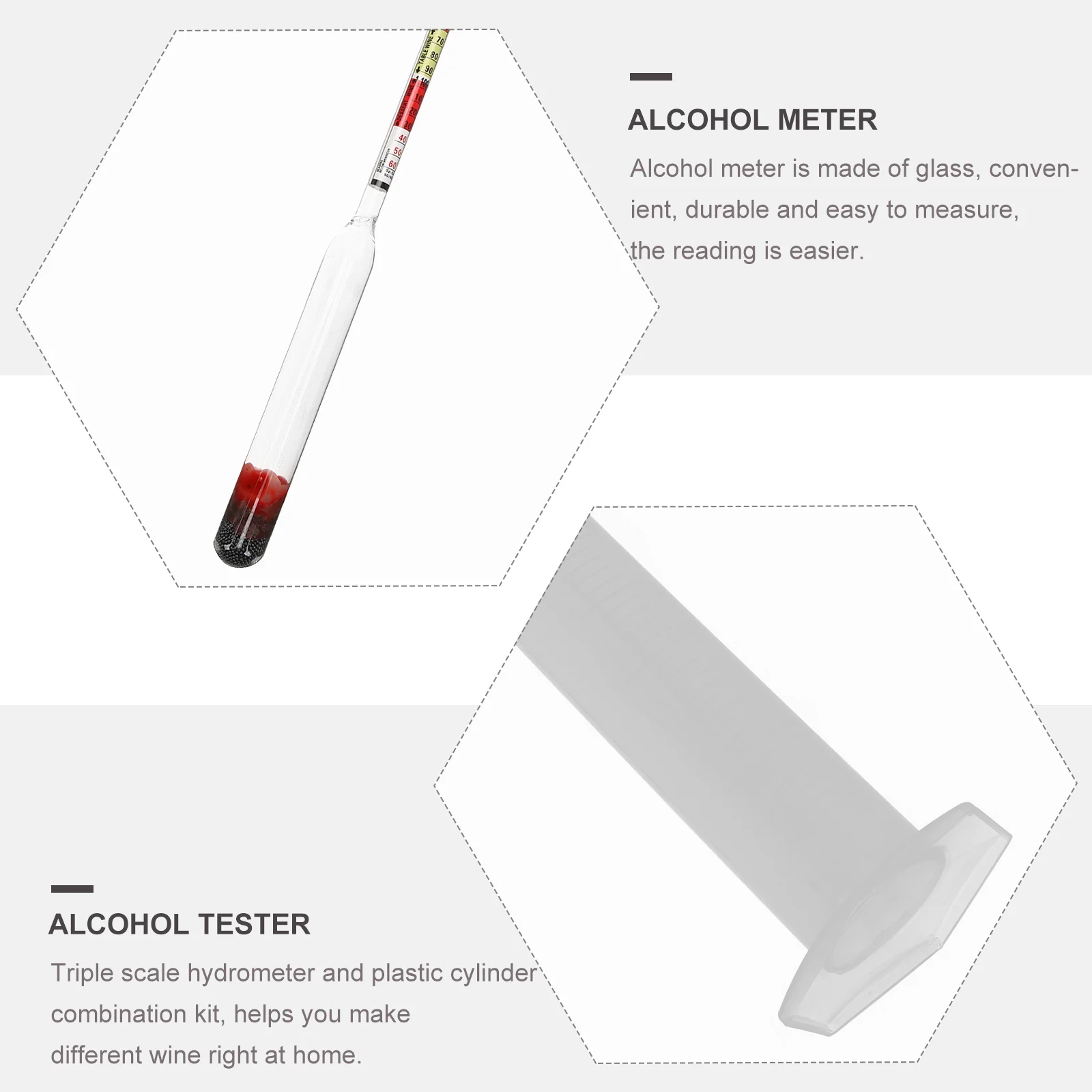 Kits Density Meter Weight Beer Alcohol Tester for Transparent Hydrometer