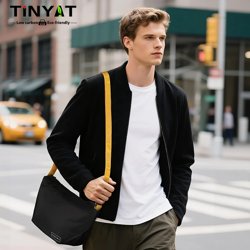 

TINYAT Men's Multi Color Crossbody Bag Lightweight Casual Shoulder Bag Adjustable Shoulder Straps Travel Bag for Daily Commuting