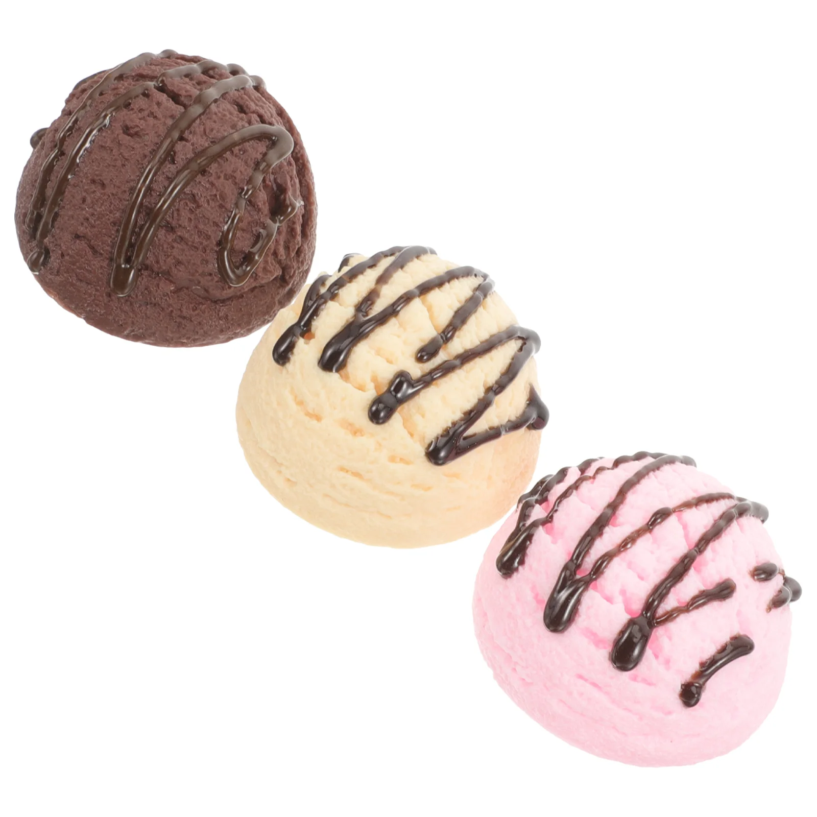3 Pcs Pvc Simulated Ice Cream Ball Model Window Display Ornaments Party Decoration Photography Props Showcase Fake Balls Toy