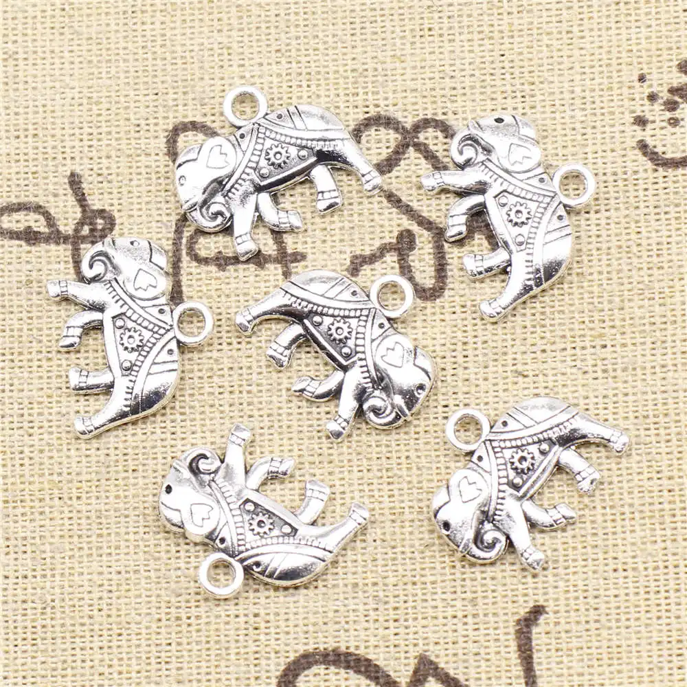 Jewelry Diy Art Crafts Diy Charms Elephant Antique Silver Color Pendant For Jewelri 17x21mm 5pcs