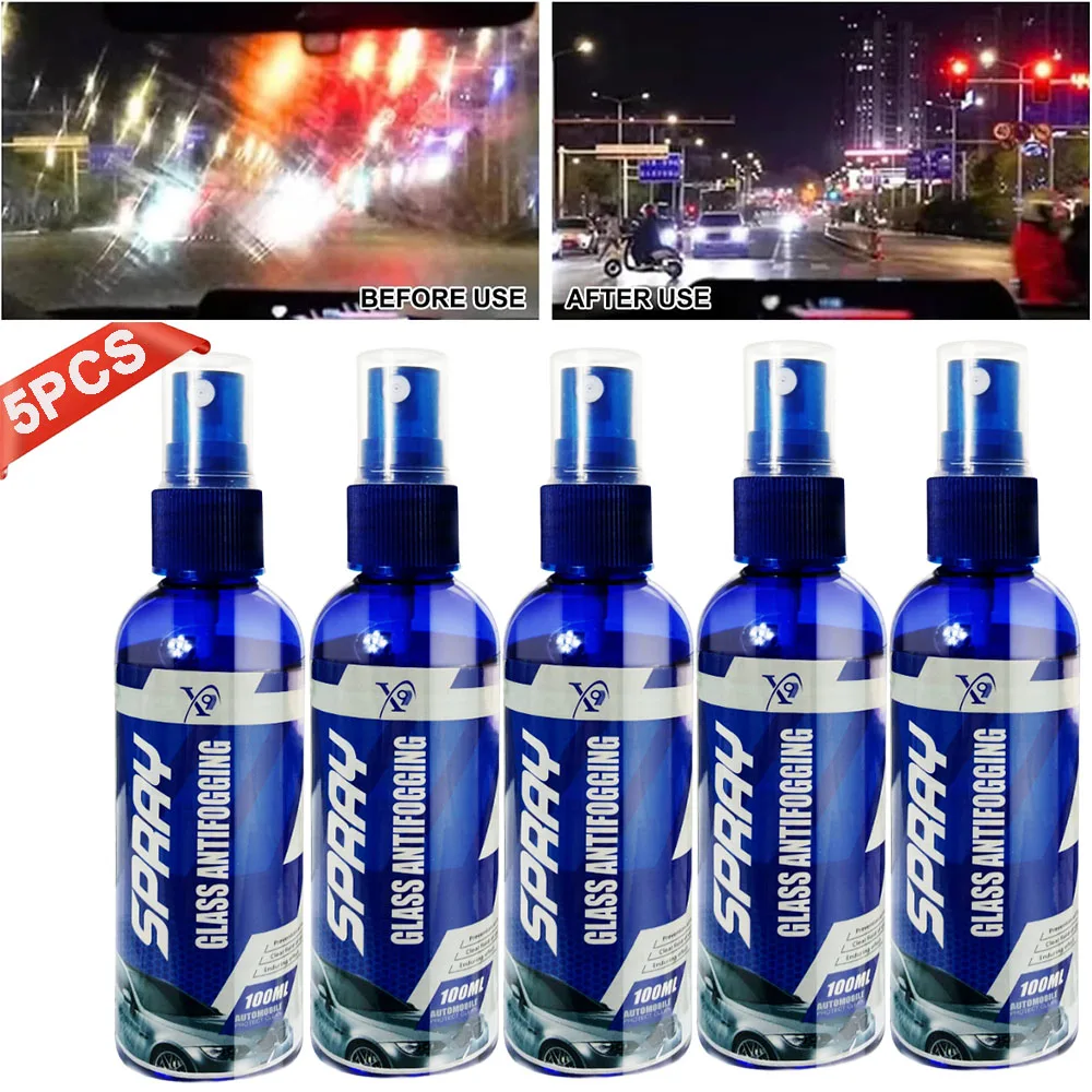 

5 шт., спрей для очистки стекол, противотуманный спрей для автомобильного внутреннего стекла, 100 мл