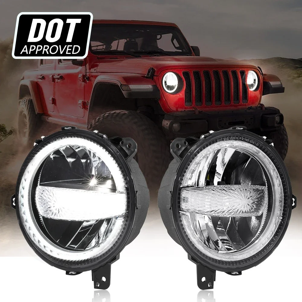 9 inch LED Headlights with DRL Daytime Running Light Hi-Lo Beam for Jeeps Wrangler JL Sahara Rubicon MOAB Gladiator 2018-2019