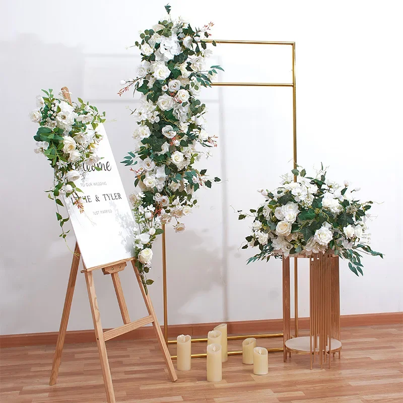 Imagem -04 - Flores Artificiais Arcos para Decorações de Casamento Colunas de Ferro Prateleiras Geométricas Fileiras Bolas 100x50cm