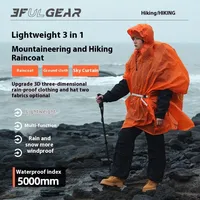 3F UL GEAR 3 in 1 Ultralight Hiking Raincoat Outdoor Awning Camping Mini Tarp Sun Shelter Poncho 15D Silicone Waterproof Jacket