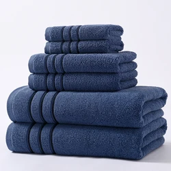 Cotton Bathroom Super Absorbent 4/6 Piece Towel Set 2 Washcloths 1 Face Towel 2 Bath Towels Hotel White Gray 34X34 35X75 70X140