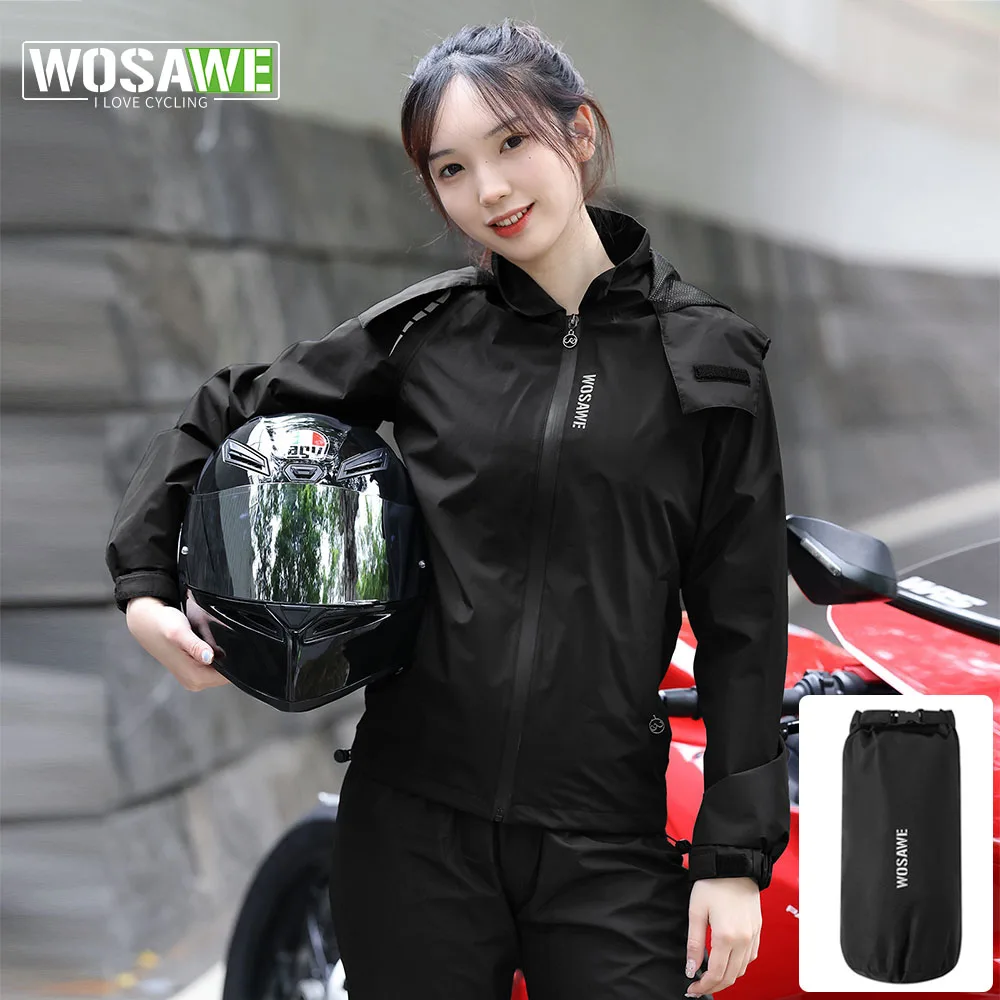 WOSAWE Impermeable Raincoat Women Motorcyclist Waterproof Rain Coat Motorcycle Rainstorm Prevention Jacket Breathable Reflective