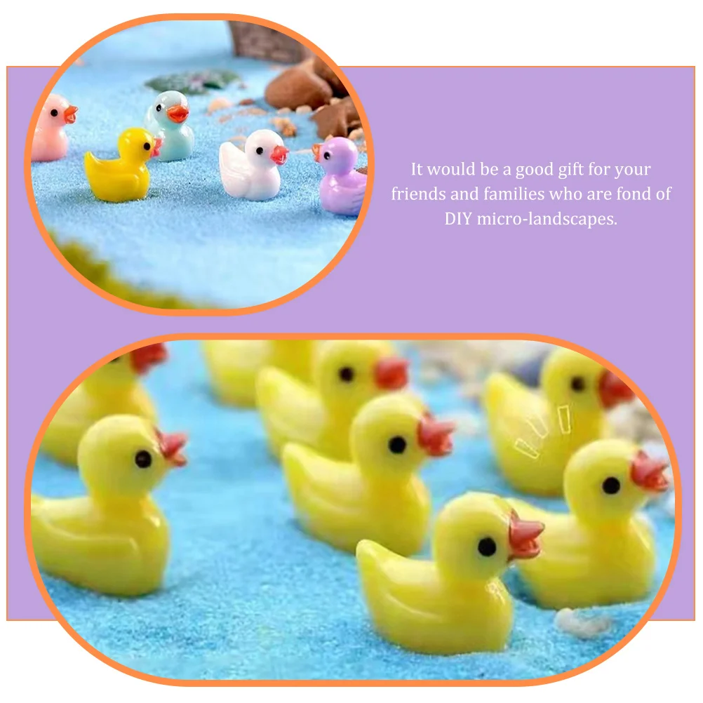 

25 Pcs Ornament Miniature Garden Decor Resin Figures Small Animal Tiny Ducks Statue Micro Landscape