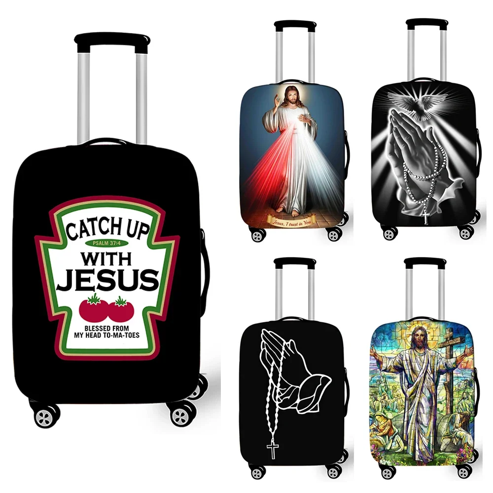 

Christian Catch Up with Jesus Print Luggage Cover Praying Hands Trolley Case Protective Covers Elastic Anti-dust Suitcase Cover