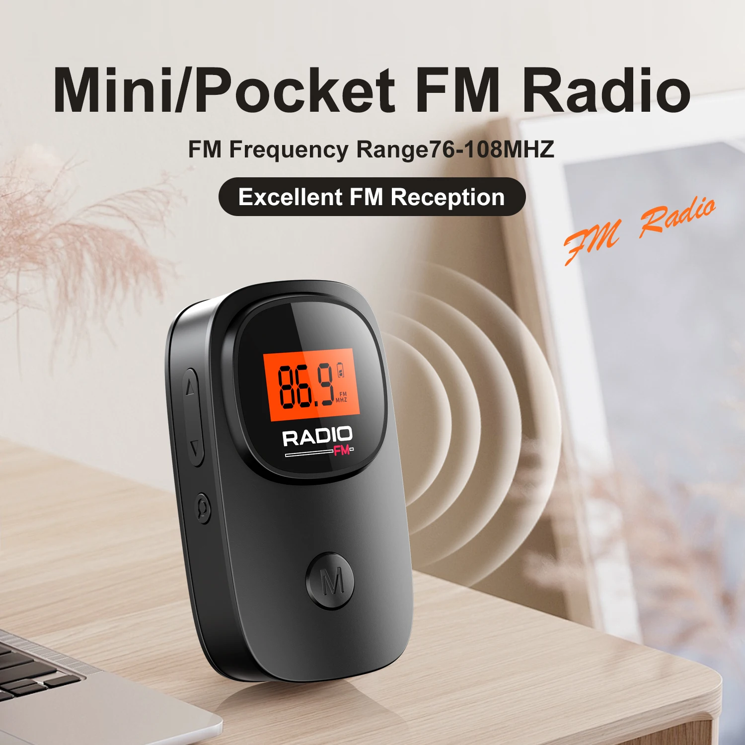 Pocket FM Radio - Digital Tuning, Crystal Clear Reception, 6 Presets | Long Playtime AAA Battery | Perfect for Walking, Jogging,