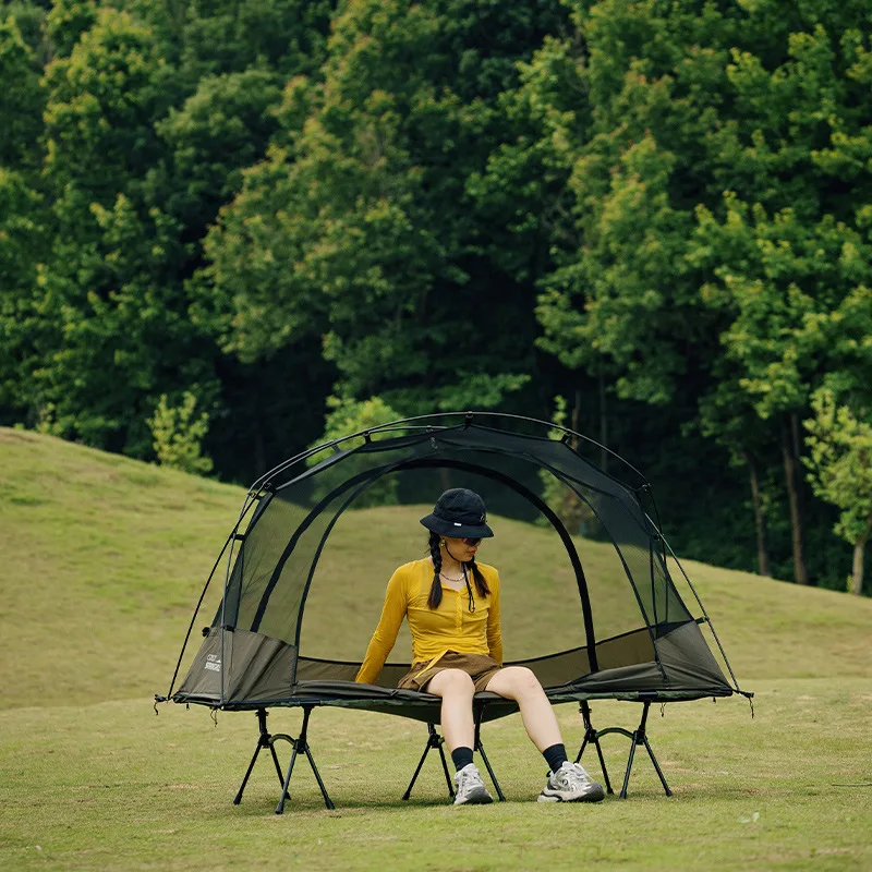 Outdoor folding bed Aluminum alloy Portable assembly Removable storage Removable stacking single bed Camping camp bed