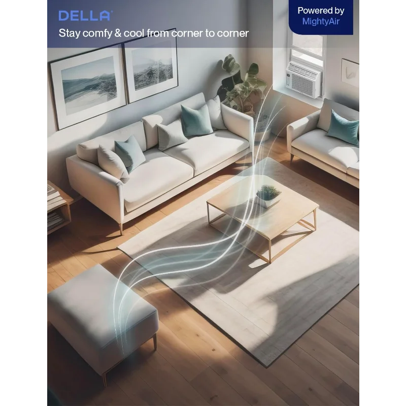 مكيف هواء نافذة ذكي DELLA 5000 BTU متوافق مع Alexa، يبرد حتى 150 متر مربع. قدم، وحدة تيار متردد للغرفة الصغيرة مع موقع GEO،