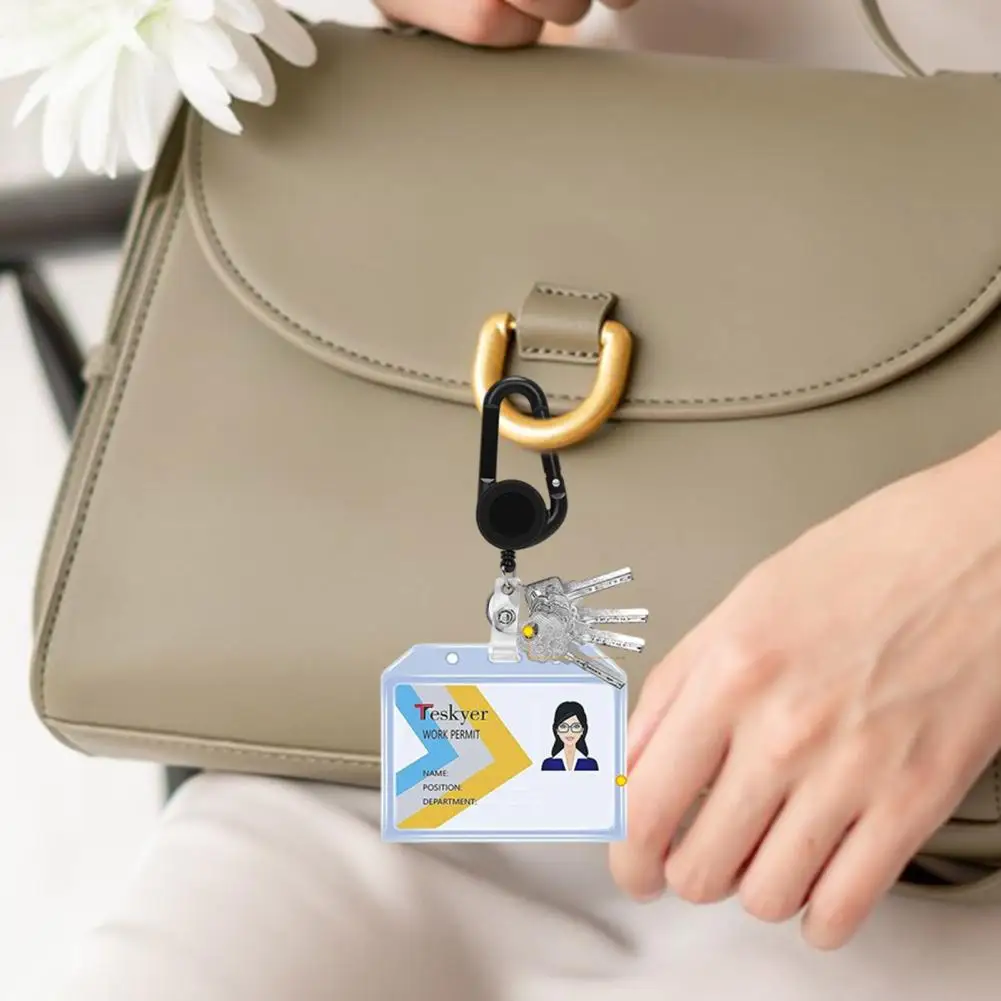 حامل شارة قابل للجر للخدمة الشاقة مع مشبك حلقة تسلق ، حامل مفاتيح ، خفيف الوزن ، محمول