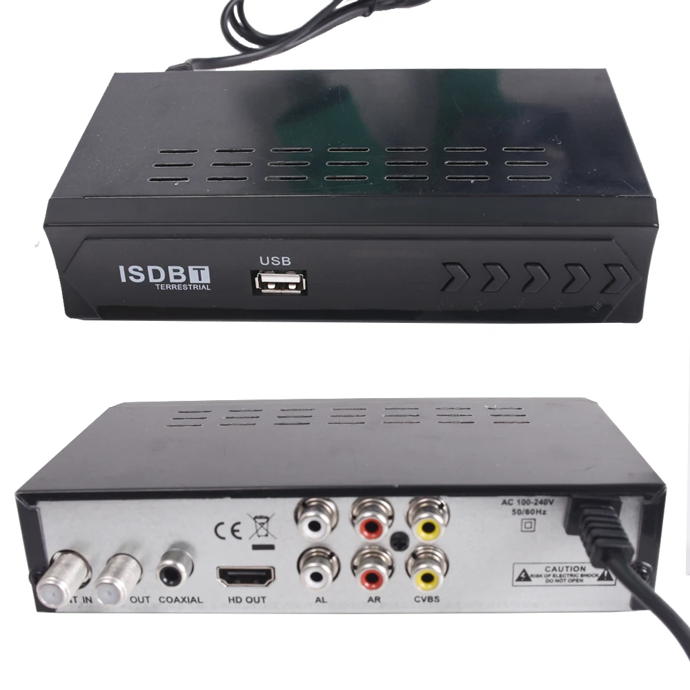 ISDB-T Set Top Box 1080P HD Terrestrial Digital Video Broadcasting TV Receiver with HDMI RCA Interface Cable for Brazil/Chile