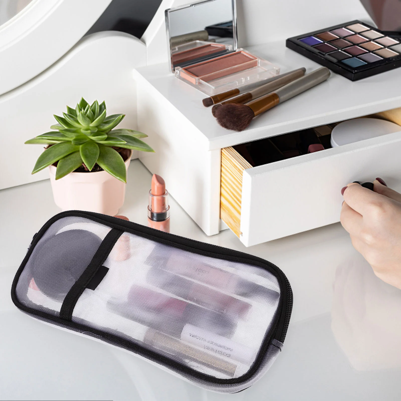 

Pencil Case Storage Bag Multi-layer Bags with Zipper Pouch Makeup Gauze Holder Student