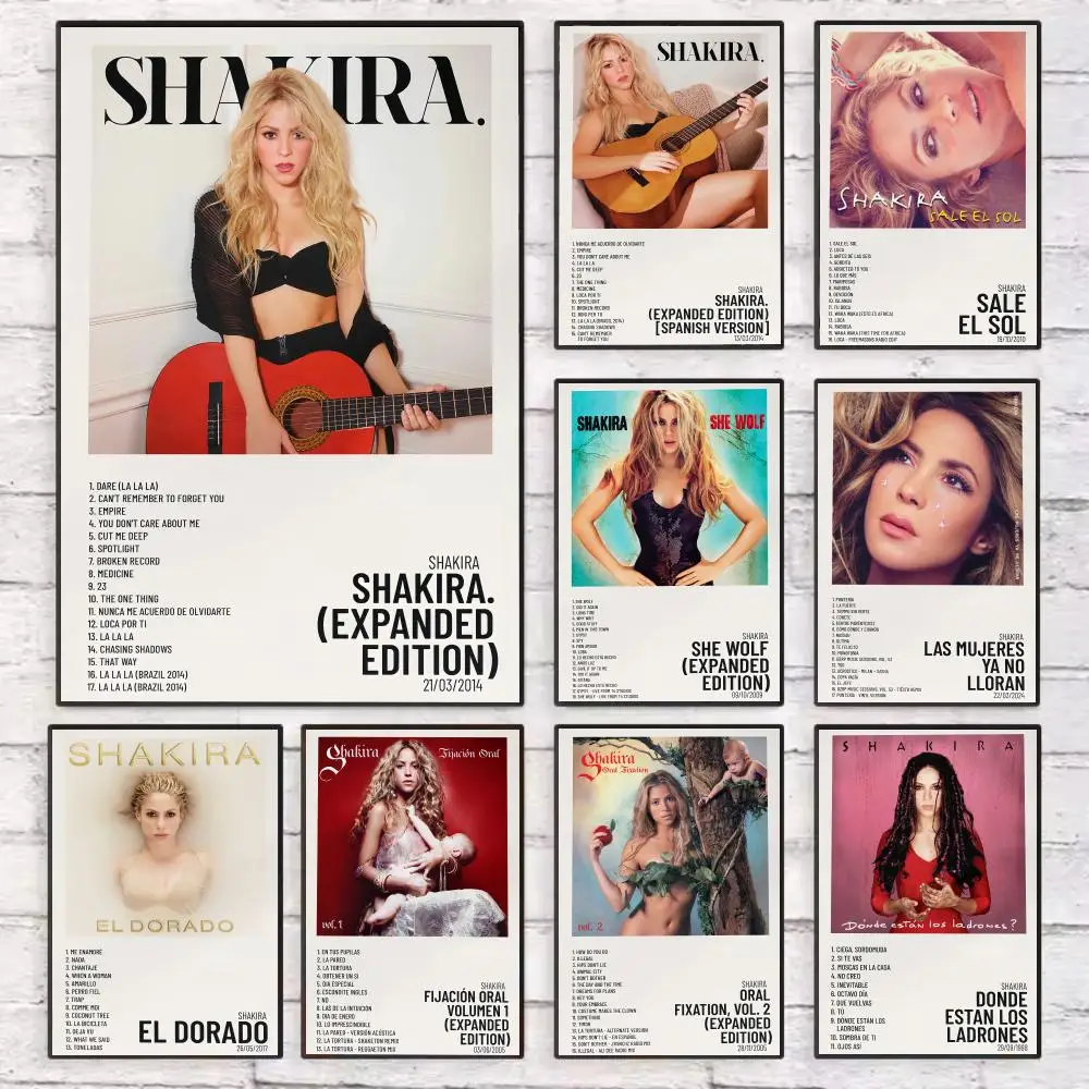 

Colombian Singer S-Shakira Poster Wall Art Sticky for Living Room Bedroom Office Hallway Bar Home Decor Gift Idea