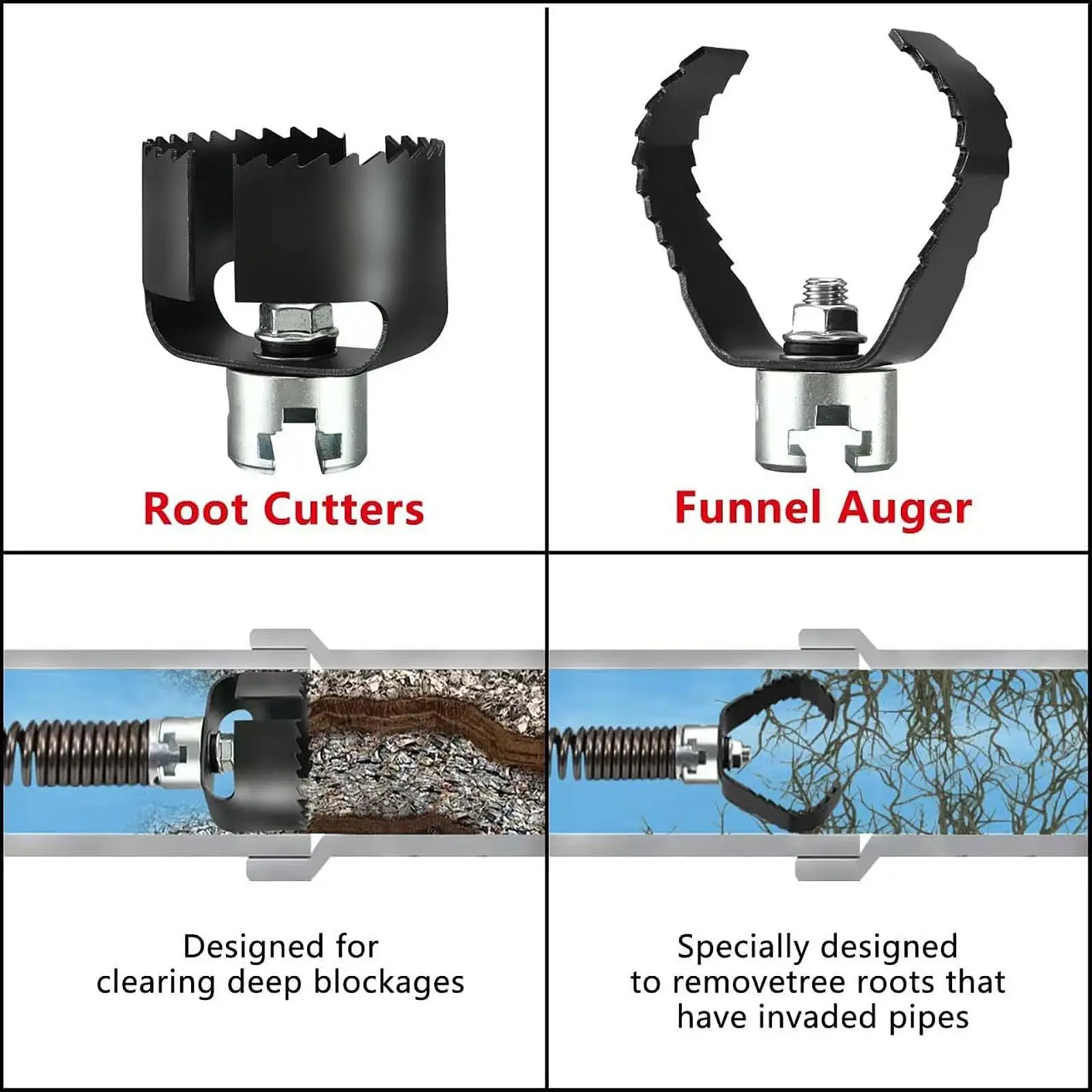 

Drain Auger Attachment Set Heavy Duty Practical Lightweight Portable Accessories Plumbing Tools Drain Cleaner Remover for Toilet