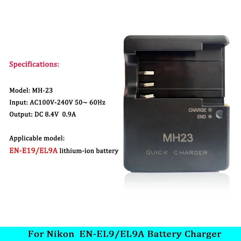 MH-23 Charger for Nikon En-EL9 EN-EL9A L Battery D5100;D5000;D3000;D700;D300;D100;D70;D70S;D60;D50;D40;D40X Camera MH23