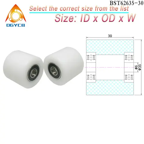 1pcs 10x40x30 Plastic Double Bearing POM Coated Roller BST680040-30 40mm Diameter Nylon Guide Wheel 10*40*30 Plastic Bearing