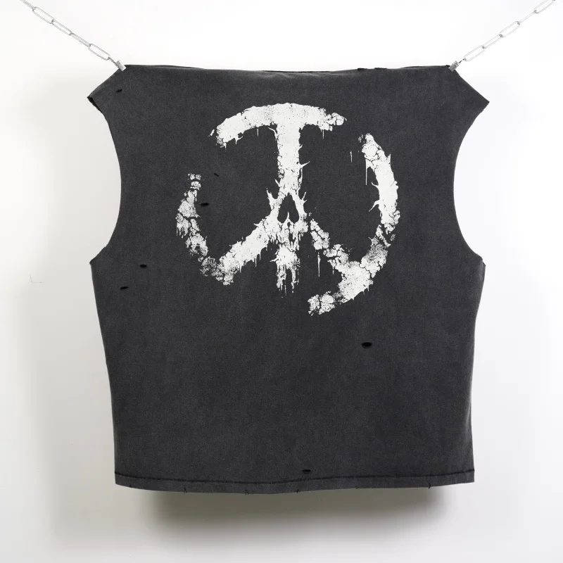 Trendy Hip-Hop HELL WAS FULL SO I'M BACK Limited Edition Must-Have Retro Saint Xia Crew Neck Vest Sleeveless T-Shirt