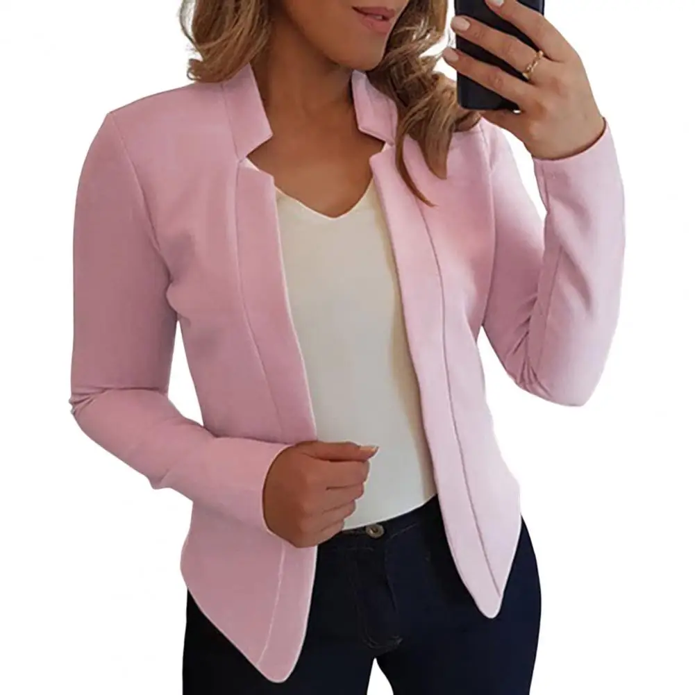 Solid Color Slim Fit Women Blazer Jacket Notched Collar Open Stitch Office Lady Jacket Coat Suit Spring/Autumn