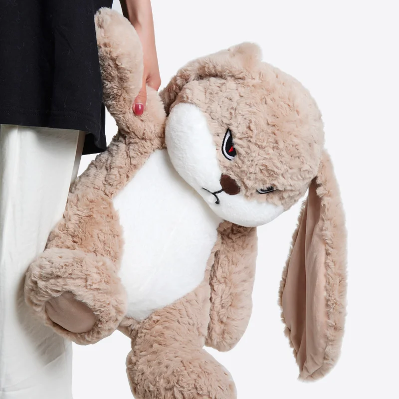 35cm Angry Rabbit Plush Doll Toy Ultra Soft Stuffed Animal Kid Safe Long Ears Pillow Room Decor Children Birthday Christmas Gift