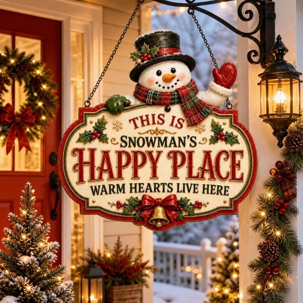 Festive Wooden Christmas Decoration Sign Santa Claus Snowman Christmas Hanging Sign Vintage Bird Xmas Ornaments Front Door