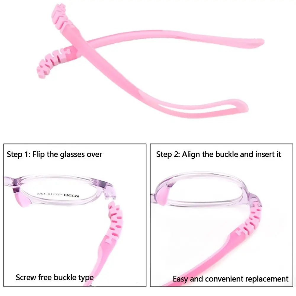 1 Pair Silicone Glasses Legs Snap-on Children\'s Eyeglasses Arm Ultra Light Replacement Bicolor Silicone Glasses Legs Accessories