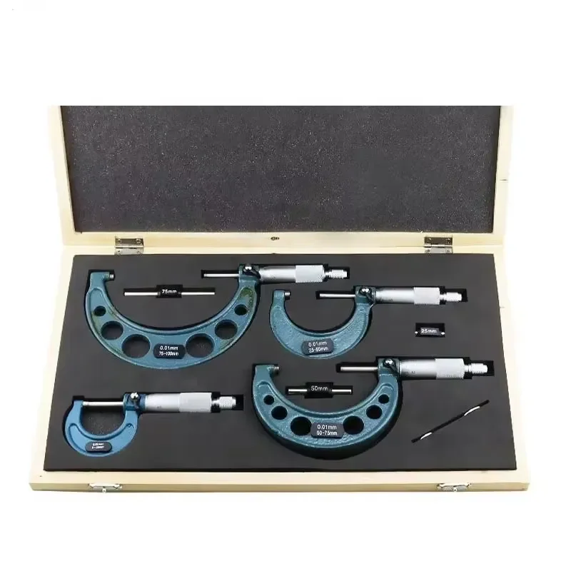 Customized Outside Micrometers Sets with High Accuracy Stainless Steel Measuring Tool 0-100 0-150mm