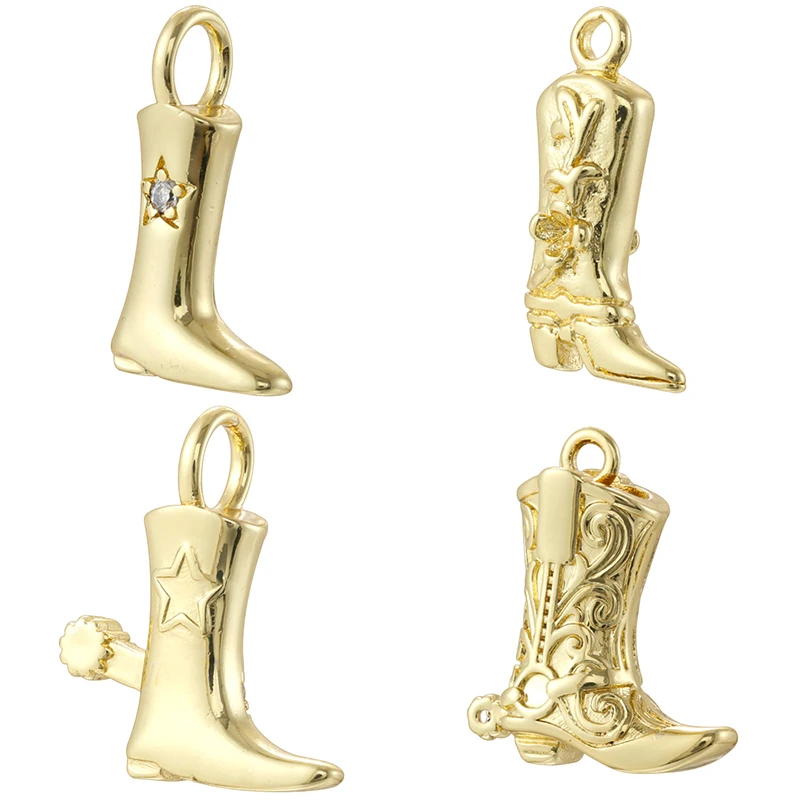 ZHUKOU Brass Metal Charm Knight Boot-Shaped Pendant Unisex Hip-Hop Y2K Style Jewellery Making Accessories:VD2127-VD2130