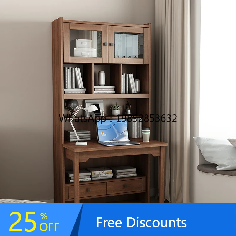 

LYY Folding Desk Bookshelf Integrated Bedroom Computer Desk Small Apartment Study Bookshelf Combination Integrated Extendable