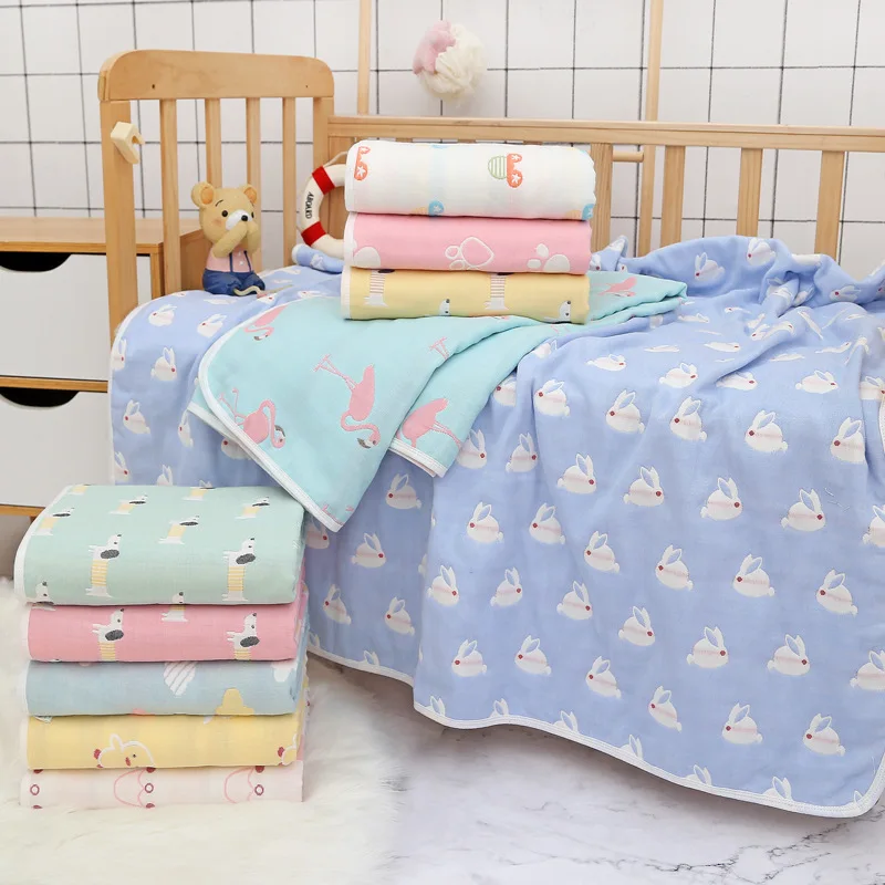 Baby gauze bath towel Newborn jacquard six-layer gauze cover blanket summer baby towelling quilt