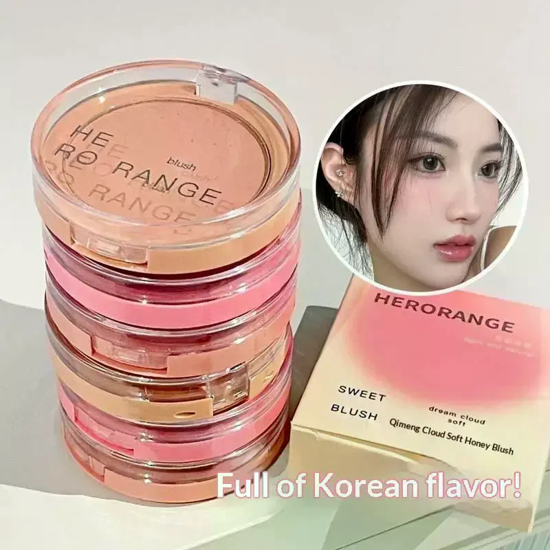 【HERORANGE】 Palette de fards à joues pour le visage, poudre pressée imperméable longue durée, fard à joues mat pour contour des joues, cosmétiques de voyage