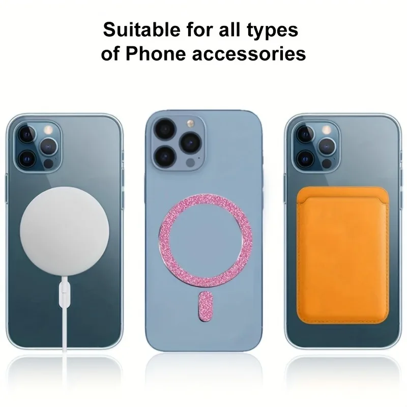 1-2 шт. блестящая металлическая наклейка для мобильного телефона, железная пластина для Magsafe, аксессуары для умных телефонов с беспроводной зарядкой для iPhone 17 16 15