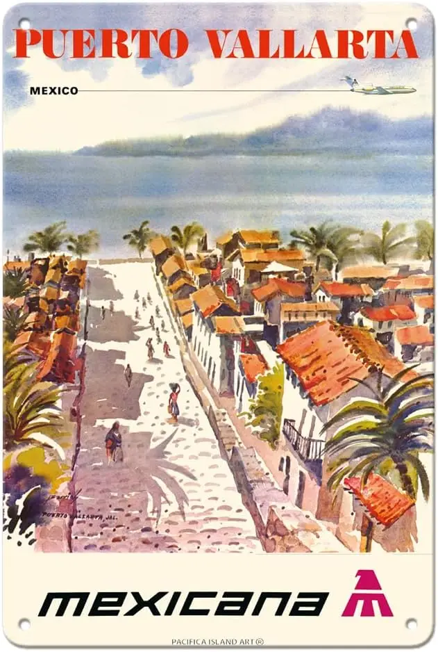 Pacifica Island Art Puerto Vallarta México - Mexicana Airlines (CMA-Compañía Mexicana de Aviación) - Postal de viaje aéreo vintage