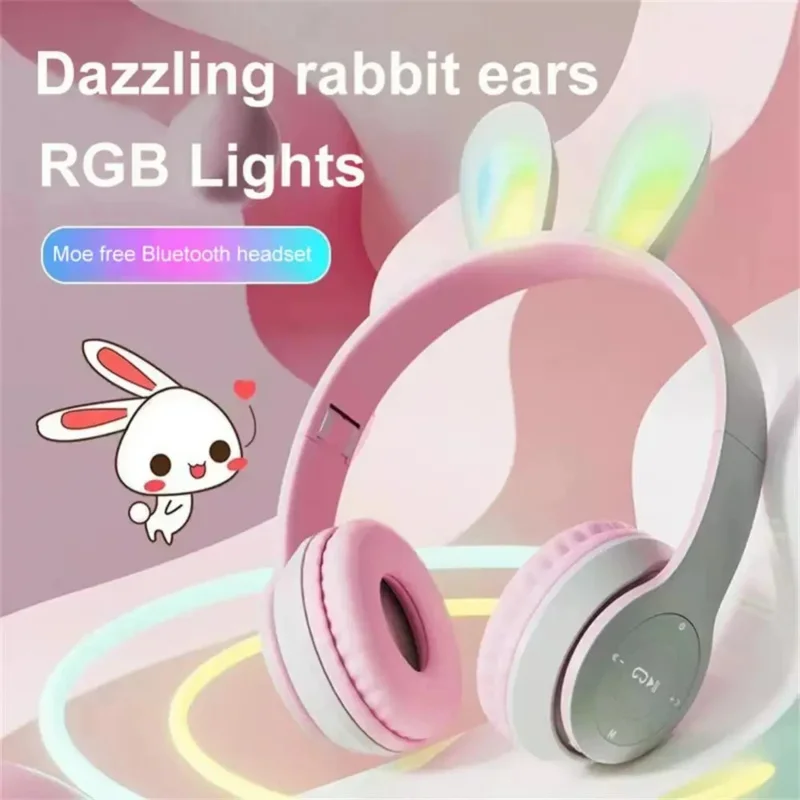 

EYOUOWireless Earphones Rabbit Ears With Mic Foldable Cute Girls Music Bluetooth Headphones For Children's Gamer Headset