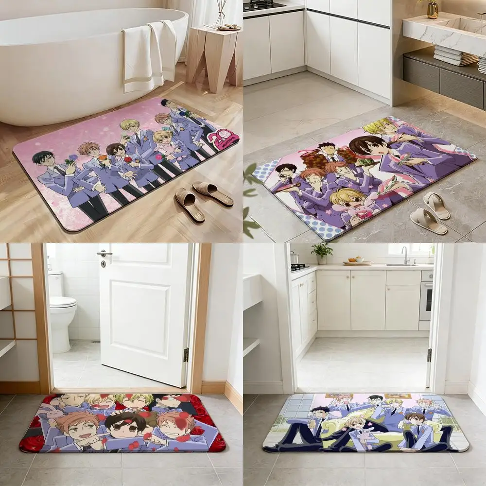 Cartoon O-Ouran High School Host Club Floor Mat Non-slip Quick-dry Diatomaceous Earth Bath Mat, Absorbent Doormat