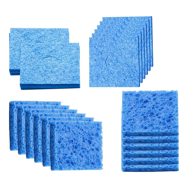 50Pcs 2.36 Inch X 2.36 Inch Replacement Welding Soldering Iron Tip Cleaning Sponge Solder Tip Cleaning Sponge Blue