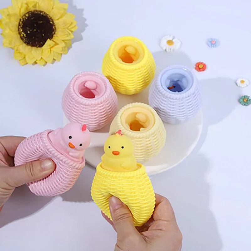 New Strange Chicken Cage Cup Decompression Cute Pet Pinch Music Squeeze Vent Lovely Chicken Toy Stress Reliever Toys