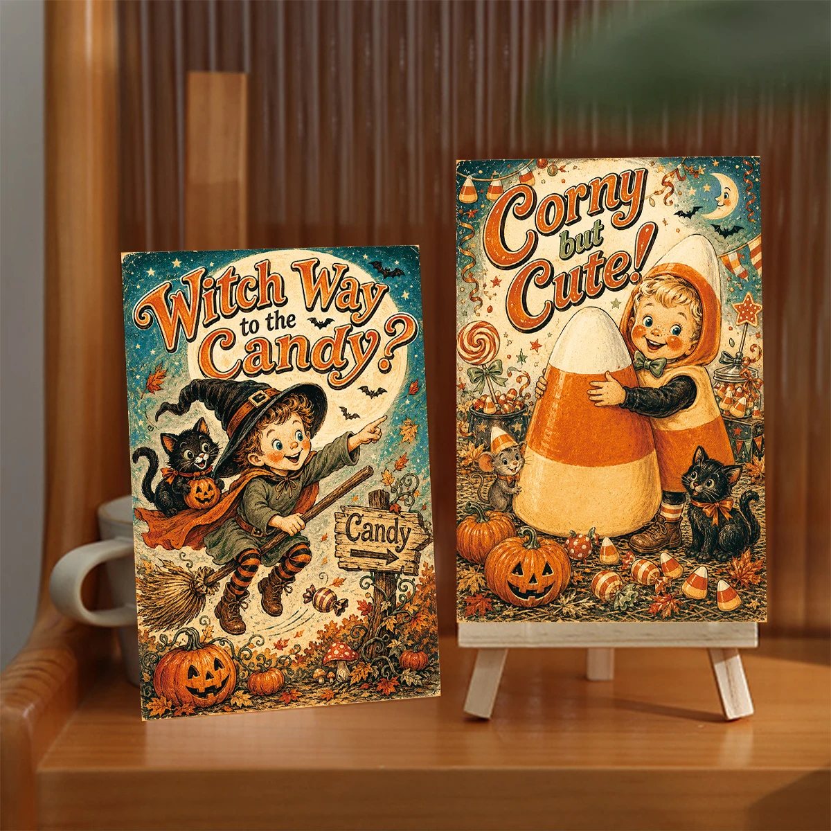 20 Stück Vintage-Halloween-Postkarten mit nostalgischen Illustrationen, Wandcollagen-Karten, Geschenkbeutel-Einlegekarten, für Halloween-Party-Dekoration – Detail 5
