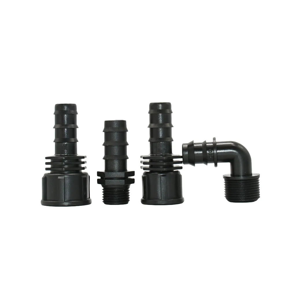 1/2 3/4 1inch Thread To 16/20/25mm PE Pipe Barb Connector Plastic Hose Fitting For Garden Farm Greenhouse