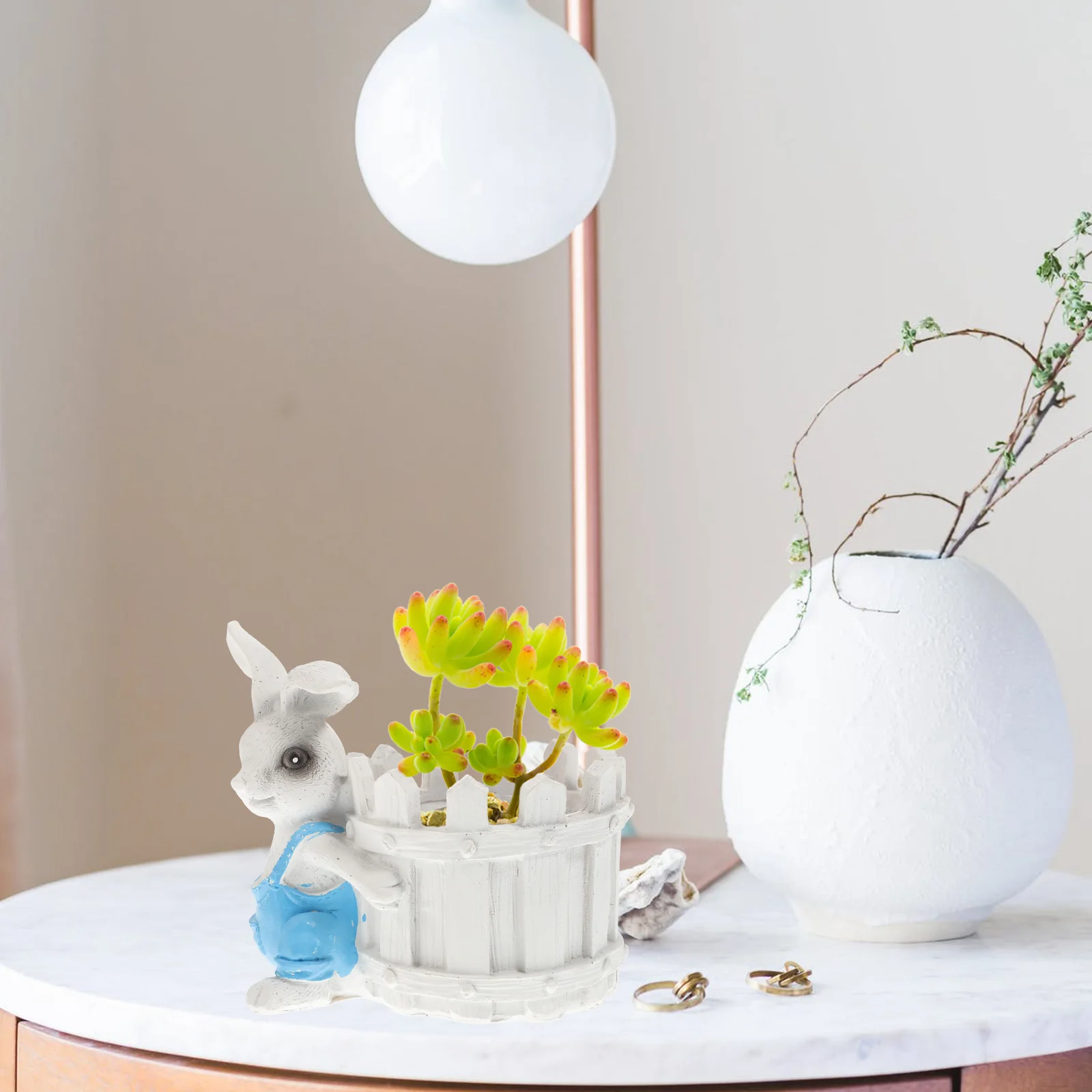 

Rabbit Shape Succulent Pot Resin Planter Desktop Flowerpot Small Size Decorative Plant Container Office Decoration