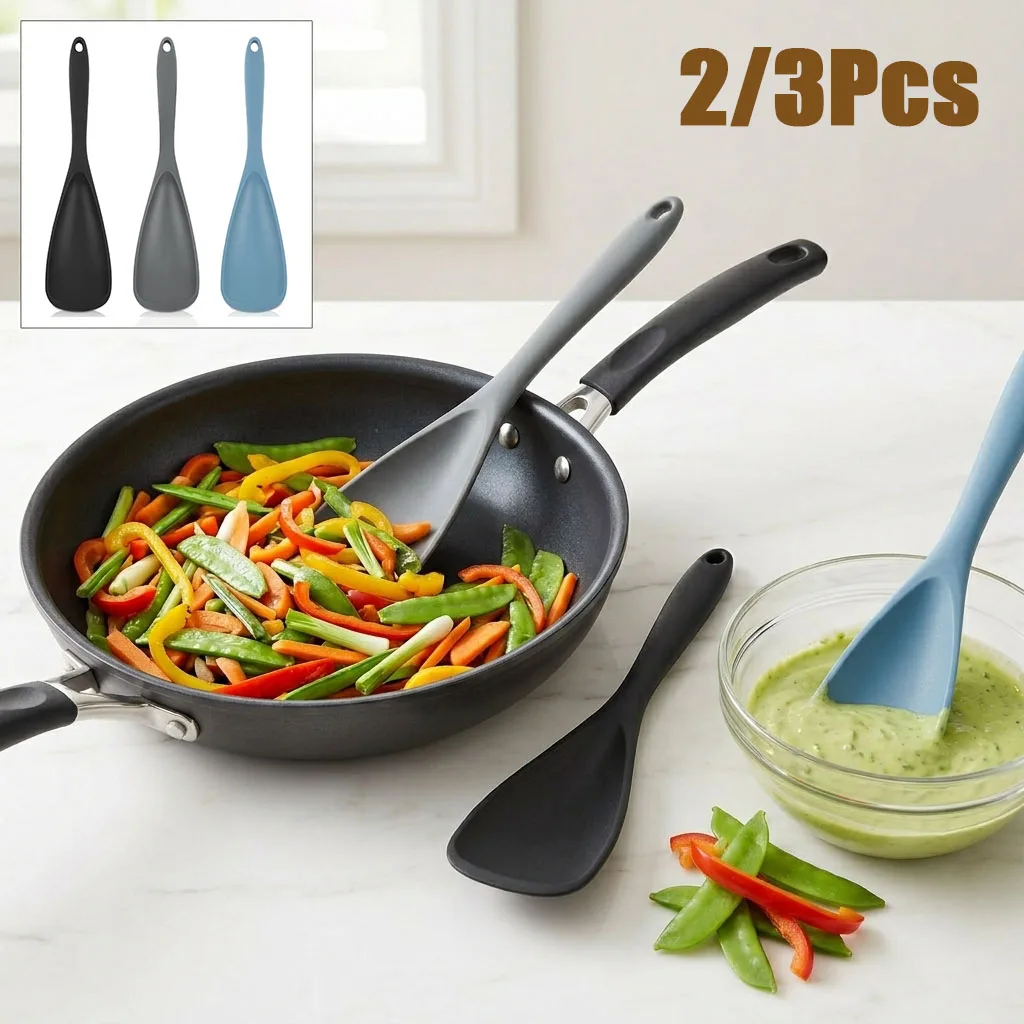 Silikon-Kochlöffel und -Spatel, Hitzebeständig, Lebensmittelecht, Antihaftbeschichtet, für Küche, Backen, Rühren, Schaben und Salatmischen