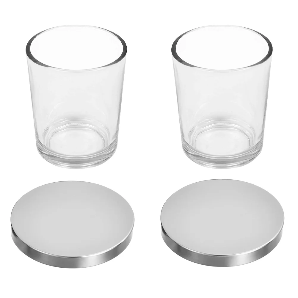 

2 Pcs Glass Cup Jars Empty Clear Holder Aromatherapy Vessels Candlestick Making