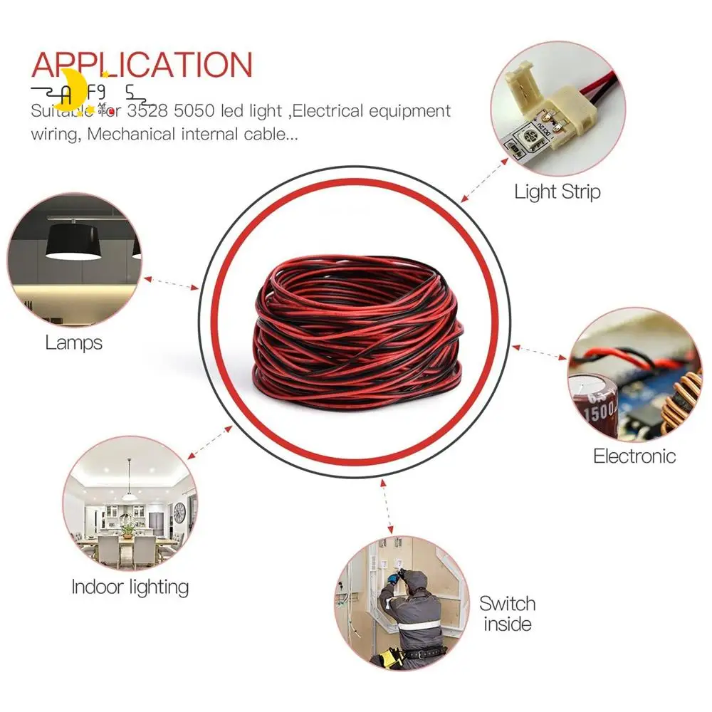 

AF95-2Pin Wire 100M 22AWG 12V/24V Extension Cord Red And Black 2-Wire Stranded Tinned Copper LED Light Bar Power Cord