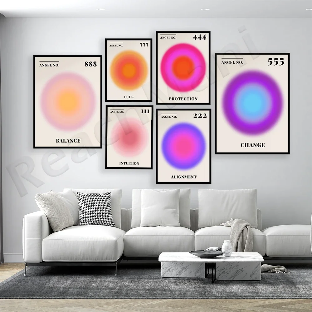 Gradient Angel Number Premium Print, Protector Angel Number, Gradient Art Aura Aesthetic Print, Gradient Poster