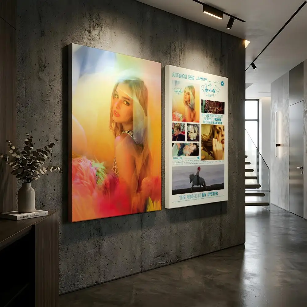 A-Addison Rae Framed Wall Painting Framed Canvas Wall Art Waterproof Wall Decor For Living Room Bedroom