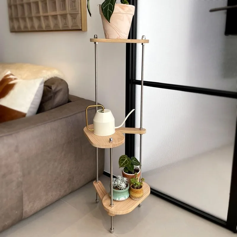 

Creative Green Plant Shelf for The Living Room, Floor-standing Solid Wood Balcony Ultra-narrow Philodendron Flower Rack